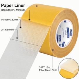 ZOMPAGO Double sided tape heavy Duty-HighStrength Yellow Duct Tape,Durable and Versatile for Multiple Applications,Waterproof & Tear-Resistant for Repairs, Industrial Use,Adhesion Strength,2.4in x66FT