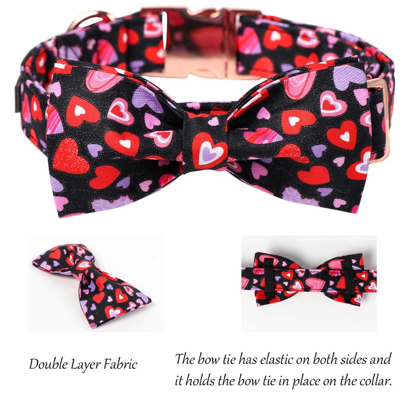 Lionet Paws Valentines Dog Collar Bowtie, Dog Bowtie Collar with