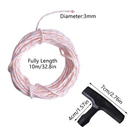 Kioiner 10m 3.5mm Diameter Recoil Starter Rope with 3 Pcs Starter Handles for Lawn Mower Chainsaw Trimmer Edger Brush Cutter Generator Engine Parts