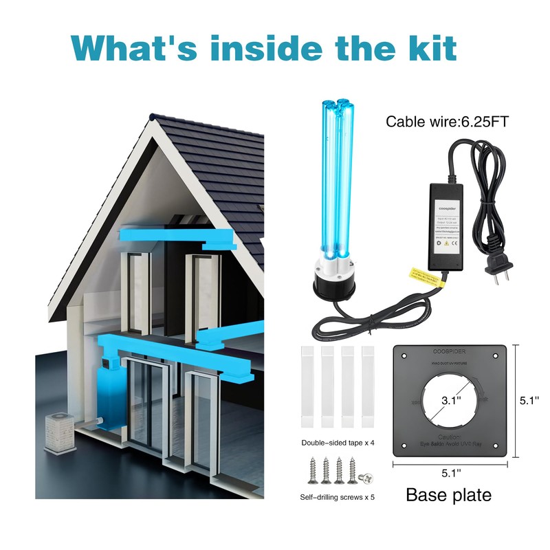 Powerful 80W HVAC Duct UVC Light, High-Power Duct Sanitizer UV
