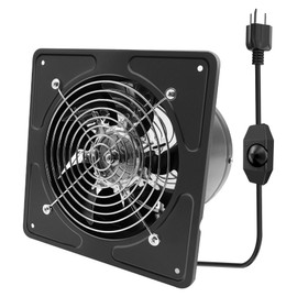 POWERENG 8 Inch Exhaust Fan,530CFM Kitchen Exhaust Fan with Speed Controller,110V 80W Wall Mounted Vent Fans with Damper for Shop, Smoking Room, Industrial Ventilation Use (8-inch Black)