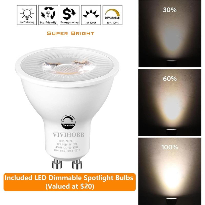 Dimmable 4 Light Black Plug in Track Light White Plug