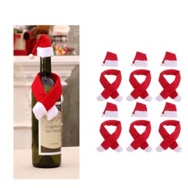 XINZHIDA 12PCS Mini Santa Hat Scarf Set Small Christmas Wine Bottle Cover Christmas Hat Scarf for Wine Xmas Bottle Cover Home Christmas Decor