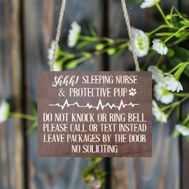 Nurse Gift, Do Not Disturb, Door Sign, Nurse Sleeping, Protective Dog, Night Shift Nurse, Sleeping Nurse, Nurse Decor 8" x 10"