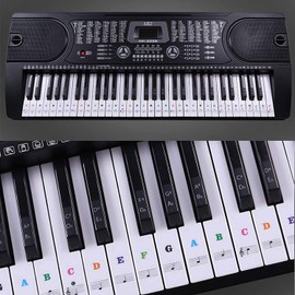 Foctoresh Piano Stickers for Keys for 37/49/54/61/88 Key Keyboards, Transparent Removable with Free Sheet of Replacement Stickers for New Piano Learners and Kids Colorful