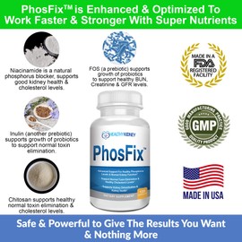 PhosFix 120 Pills Phosphorus Binder with Chitosan for Supporting Normal Phosphorus Levels and Kidney Health. Renal Supplement Optimal Health