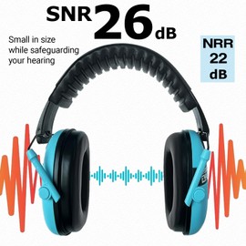 TACTIC STAR Safety Hearing Protection Earmuffs for Nosie Reduction, SNR 26dB Noise Cancelling Ear Muffs, Lightweight Foldable Hearing Protector with Soft Ear Cushions, Blue