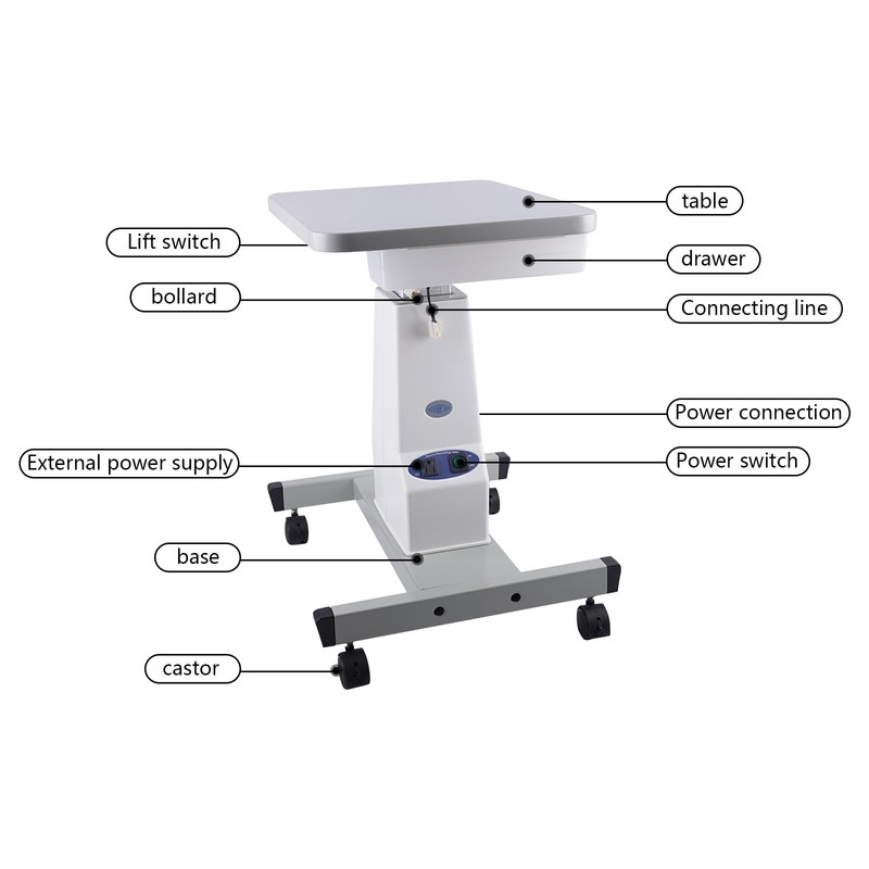 MuChaIOAK Optometry Lift Table, Optical Optometry Motorized Instrument Lift Working