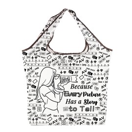 TOBGBE Photographer Videographer Gifts Because Every Picture Has a Story To Tell Foldable Reusable Grocery Bags Camera Tote (Picture Story F TE)