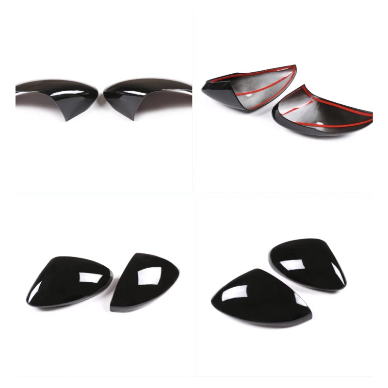 car-attention 2PC Piano Black Side Rearview Mirror Caps Cover For
