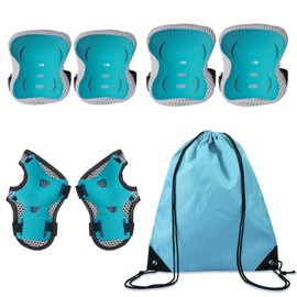 DKDDSSS 7 Piece Children's Knee Pads, Protector Set, 7-in-1 Inline Skate Pads, Adjustable Knee Pads, Elbow Pads and Wrist Guards, for Roller Skating, Bicycles and Skateboards