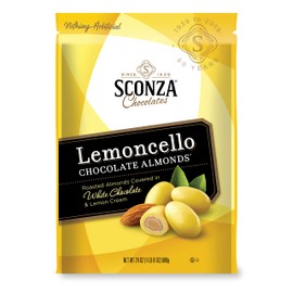 Sconza Lemoncello Lemon Cream & White Chocolate Almonds | Inspired by Italy's Lemon Groves | Made in the USA | Pack of 1 (24 Ounce)