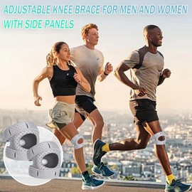 BOVVSKY Knee Brace for Women Men, Wellnee Adjustable Knee Support with Side, Stabilizers Patella Knee Brace with Patella Gel Pads for Injuries, Sports, and Workouts (Large)