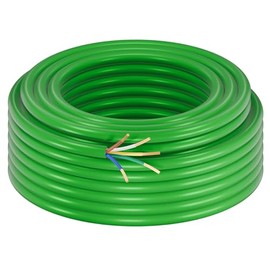 SUZCO Heavy Duty Enough 14AWG 100FT 5 Way Trailer Wire Harness - Green Sheath 5 Individually CCA Round Conductor Traditional SAE for Trailers, RVs, Hook-up Cable