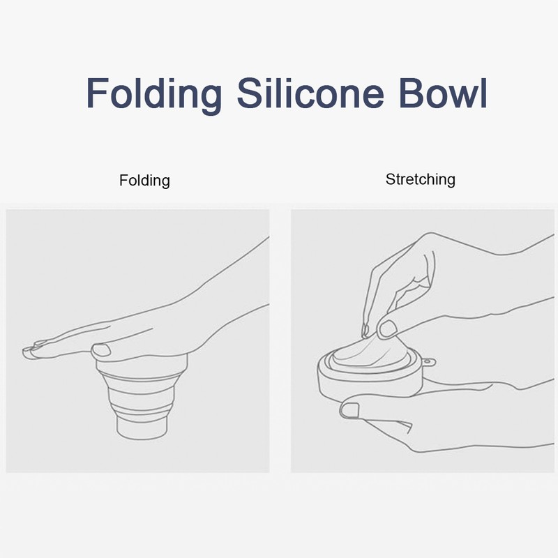 1L Portable Collapsible Silicone Bowl with Lid Food Storage Containers