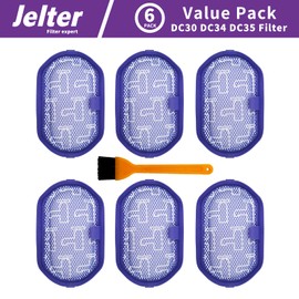 Jelter 6 Pack vacuum DC30 filters compatible for Dyson DC31 DC34 DC35 filters parts replacement DC44 digital slim DC45 DC56 filter 917066-02