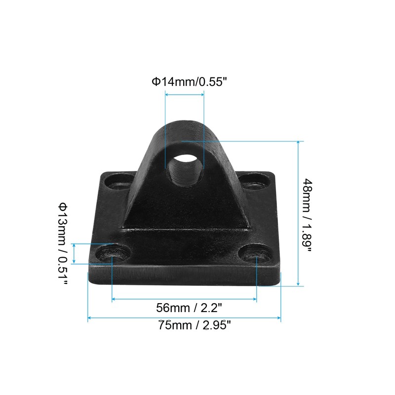 PATIKIL 75x75x48mm Air Cylinder Foot Flange Rod Pivot Clevis Pneumatic