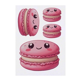 Azeeda 4 x 'Kawaii Makrone' Temporäre Tattoos - Wasserfest, Hautfreundlich & Ungiftig · Transfers in Verschiedenen Größen (TO00080736)