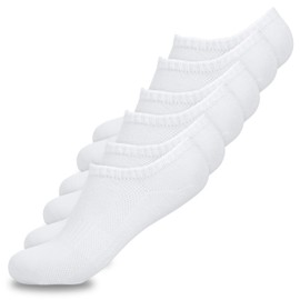 Baesics Sneaker Socks (Set of 6) Unisex, No Slipping, Breathable, Anti-Sweat Stripes, Short Socks for Any Shoe, ÖkoTex100, 6x White, 35 - 38