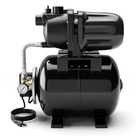 IRONMAX 1.6HP Shallow Well Pump with Pressure Tank, Stainless Steel Electric Garden Irrigation Pump, Portable Automatic 1000GPH Water Booster Jet Pump for Home Water Transfer Lawn Farm RV (Black)