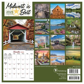 TF PUBLISHING 2025 Midwest is Best Mini Calendar - Large Grids for Appointments and Scheduling - Vertical Monthly Wall Calendar 2025 - Home & Office Organization - Thick Gloss Paper - 7"x7"