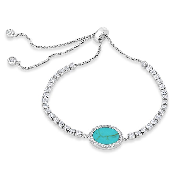 Designs by Helen Andrews Sterling Silver Stabilized Turquoise With Cubic