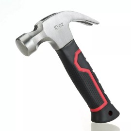 Hyper Tough 10 Oz. Magnetic Stubby Claw Hammer And Nail Holder Puller Remover
