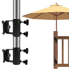 WujinJoy Heavy-Duty Patio Umbrella Holder - Adjustable Umbrella Stand Base Mount to Deck, Parasol Holder Clip for Beach, Deck, Chair, Balcony, Railing, Courtyard (2)