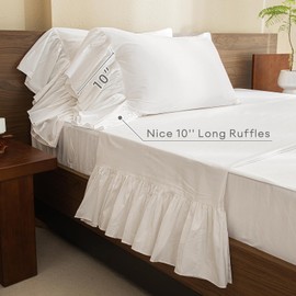 Queen's House White Pillowcases Ruffle Pillow Shams Standard Size Set of 2-Style G