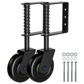 EVCUHASL 4.3" Spring Loaded Gate Caster Wheel with Bearing, Heavy Duty Gate Wheels with 360° Swivel for Outdoor Wooden Gates, Fence Gates and Metal Tube Gate, 220 Lbs Capacity, Black, 2 Pack