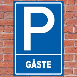 Parking Sign "guest" Portrait 300 x 200 MM, sturdy Aluminium Composite Panel 3 MM thick