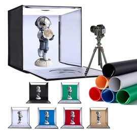 SYSCLOUD Photo Studio Light Box, 20"x20" Professional Photography Photo Light Box with 160 LEDs Lights & 6 Kinds Double-Sided Color Backgrounds for Product Picture Photography