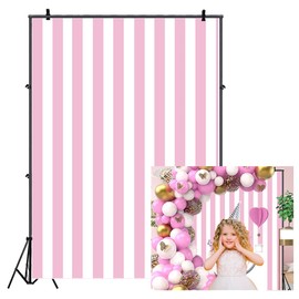 Leyiyi 5x7ft Photography Background Pink and White Stripe Backdrop Happy Birthday Party Vertical Horizontal Stripes Summer Holiday Banquet Baby Shower Blog Make-up Photo Portrait Vinyl Studio Prop