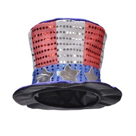 ALVOGIMOR Uncle Sam Patriotic Hat, American Flag Costume Accessories Top Hat, 4th of July Hats for Men Women Child Party Favor (Blue A)