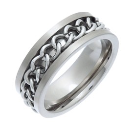 Theia Titanium Flat Court Chain 8mm Ring - Size N