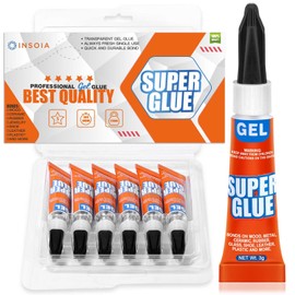 Super Glue Gel Clear Non-Drip, 6 X 3g All Purpose Strong Adhesive Ca Glue Quick Dry Instant Glue for Plastic, Metal, Ceramic, Shoe, Wood, Leather, Model, Aquarium, Rhinestone, Jewelry and DIY Crafts