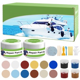 Fiberglass Gel Coat Repair Kit for Boats - Marine Epoxy Filler to Fix Holes, Chips, Cracks - Color Match System