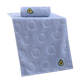 YiLUOMO 100% Cotton Hand Towel Set of 2 Bubble Pattern with Cute Avocado Embroidery Soft Absorbent Decorative Towel for Bathroom 13 x 29 Inch (Blue)