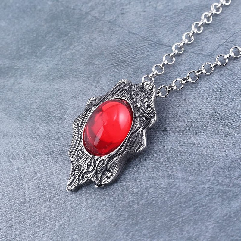 DUNHAO COS Anime Red Crystal Pendant Necklace Amulet Gift for