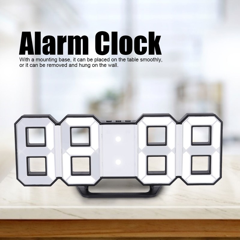 Digital LED Large 3D Table Hanging Wall Clock Alarm Snooze