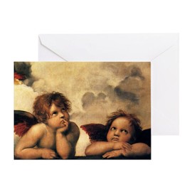 CafePress Angels By Raphael, Vintage Renaissan Folded Greeting Card Glossy
