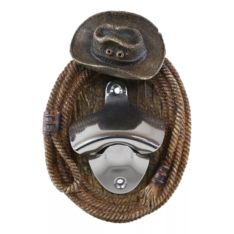 Country Rustic Western Cowboy Hat With Lasso Braided Ropes Beer