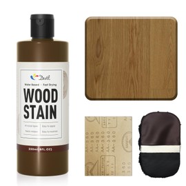 DWIL Water Based Wood Stain - Multiple Finishes, Fast Drying, Indoor and Outdoor Furniture, Wood Paneling, Cabinets and More, Low Odor ＆ Non-Toxic (8.5oz Natural Oak)-with Tools