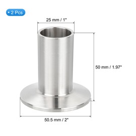PATIKIL Stainless Steel 304 Sanitary Fitting, 2pcs Long Weld Clamp Ferrule Pipe Fitting 1"(25mm) Tube OD Connector 50.5mm Ferrule Flange OD for Brewery Winery Food Processing