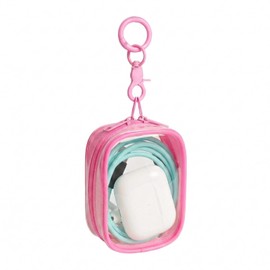 Tandoler PVC Multifunction Organizer: Earbud Case, for Blind Box Doll Transparent Display, Makeup Bag, Travel Essentials Organizer & Travel Bag, Doll is Not Included, Pink