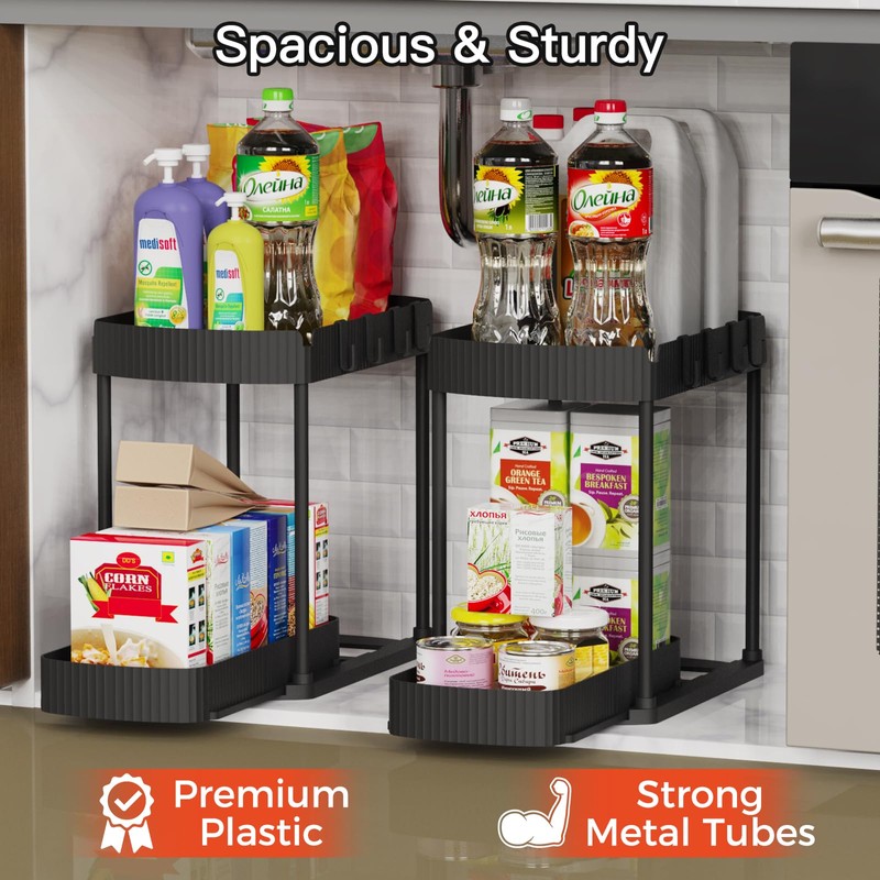 Ukeetap Multi-Purpose Pull-Out Storage Organizers, Under Sink/Cabinet Organizers and Storage