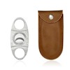 1 Stainless Steel Cigar Cutter, 1 Leather Case, Cigar Tools,