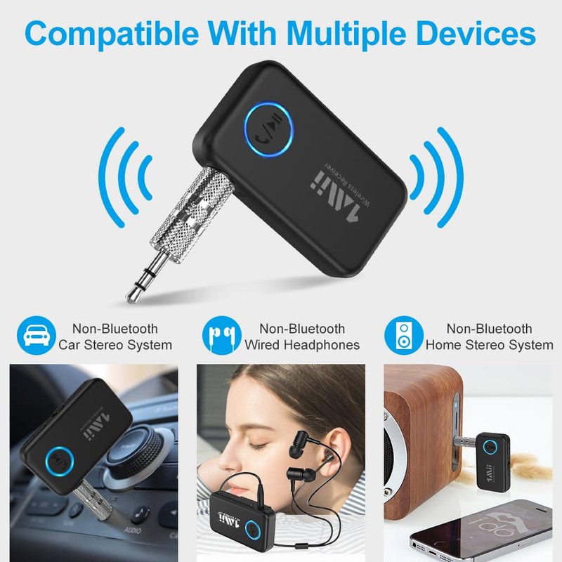 1Mii Bluetooth 5.3 Music Receiver for Car/Home Stereo, Aux Bluetooth