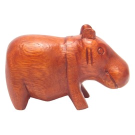 Brave Wings Hand Carved Wooden Hippo ~ Fat Hippo Small 11cm Long ~ Ornament Sculpture Figurine Statue Unique Table Decoration Home Decor ~ 5424