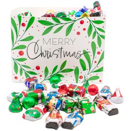 Festive Foil-Wrapped Christmas Milk Chocolates in a Box (2 lbs, Merry Christmas)